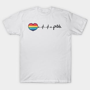 Original LGBTQIA Pride Flag Heart + Heartbeat = Pride Design T-Shirt